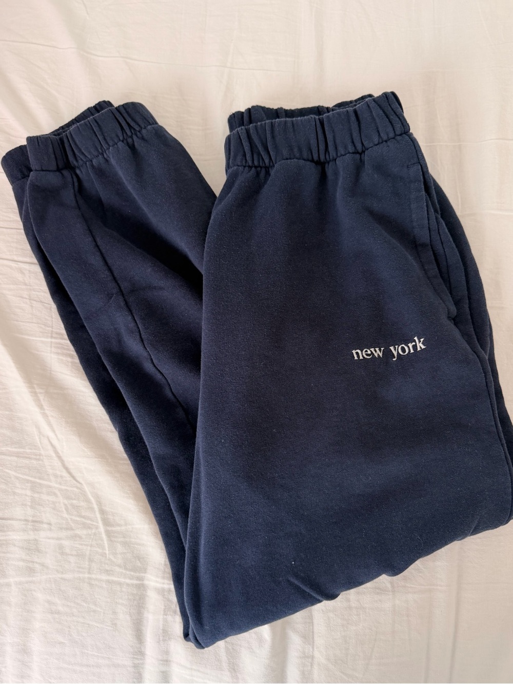 Hollister Navy Sweatpants with 'new york' Embroidery
